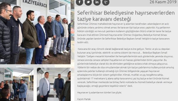 Seferihisar Belediyesine Taziye Aracı Hayırlı Uğurlu Olsun